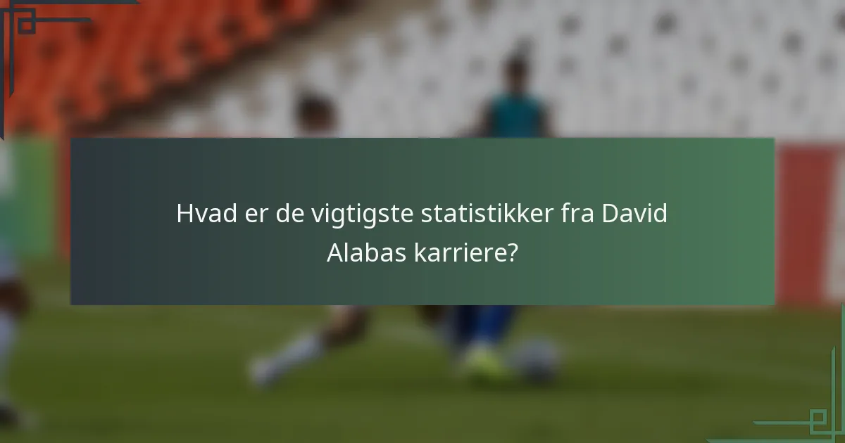 Hvad er de vigtigste statistikker fra David Alabas karriere?