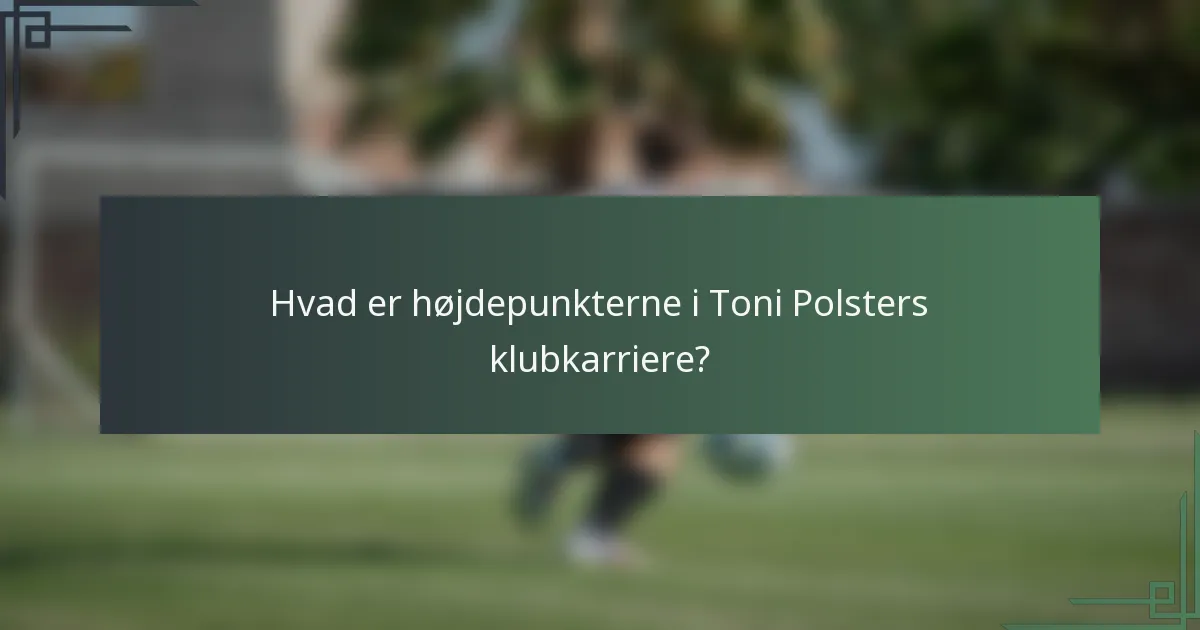 Hvad er højdepunkterne i Toni Polsters klubkarriere?