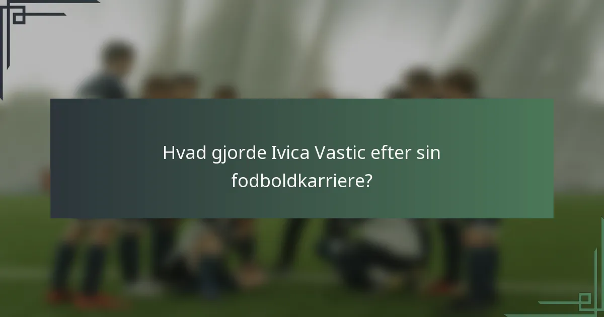 Hvad gjorde Ivica Vastic efter sin fodboldkarriere?