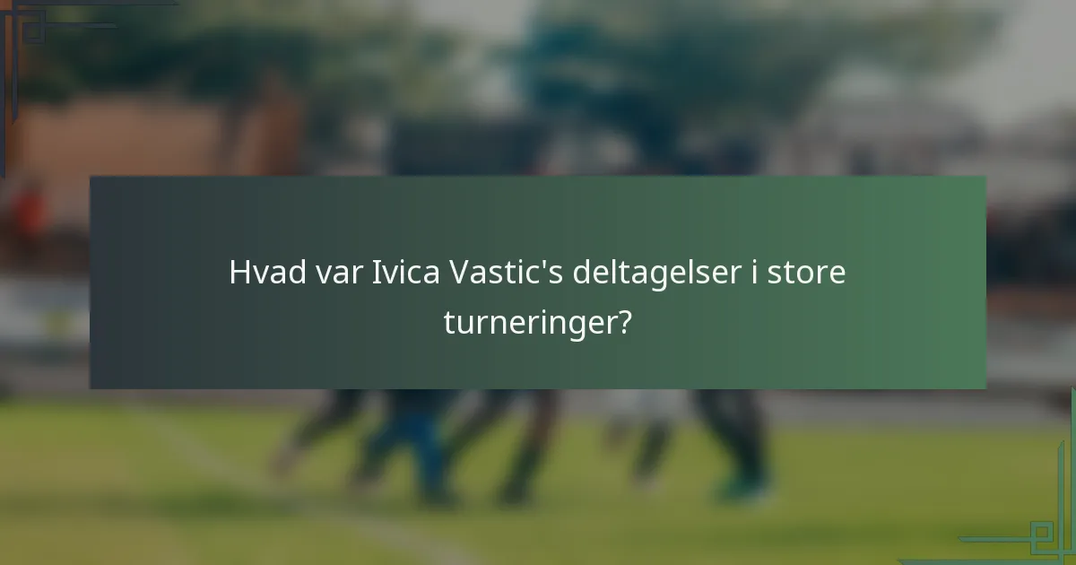 Hvad var Ivica Vastic's deltagelser i store turneringer?
