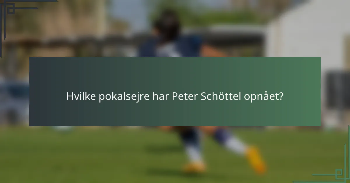 Hvilke pokalsejre har Peter Schöttel opnået?