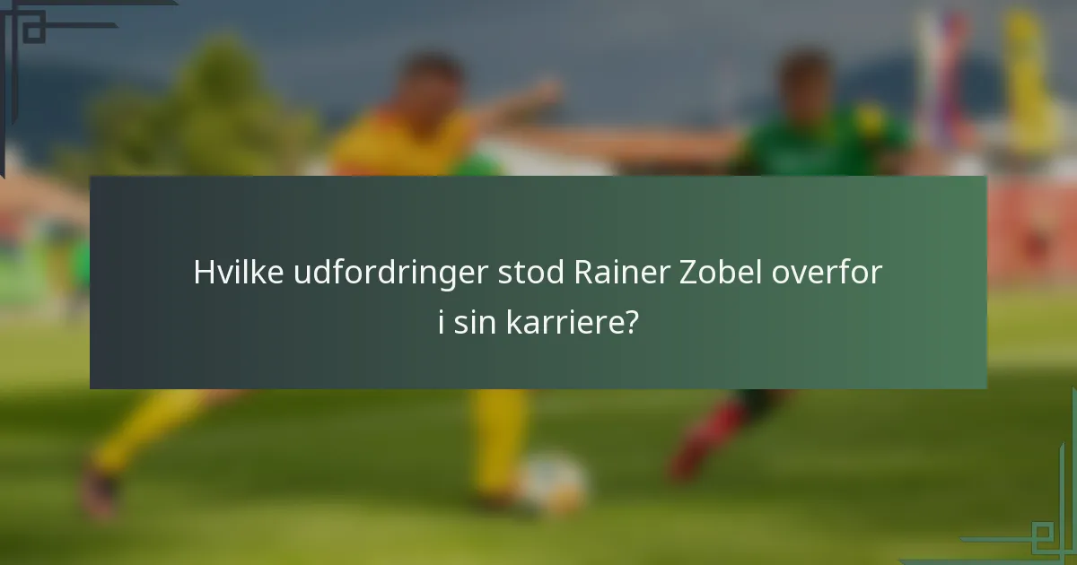 Hvilke udfordringer stod Rainer Zobel overfor i sin karriere?
